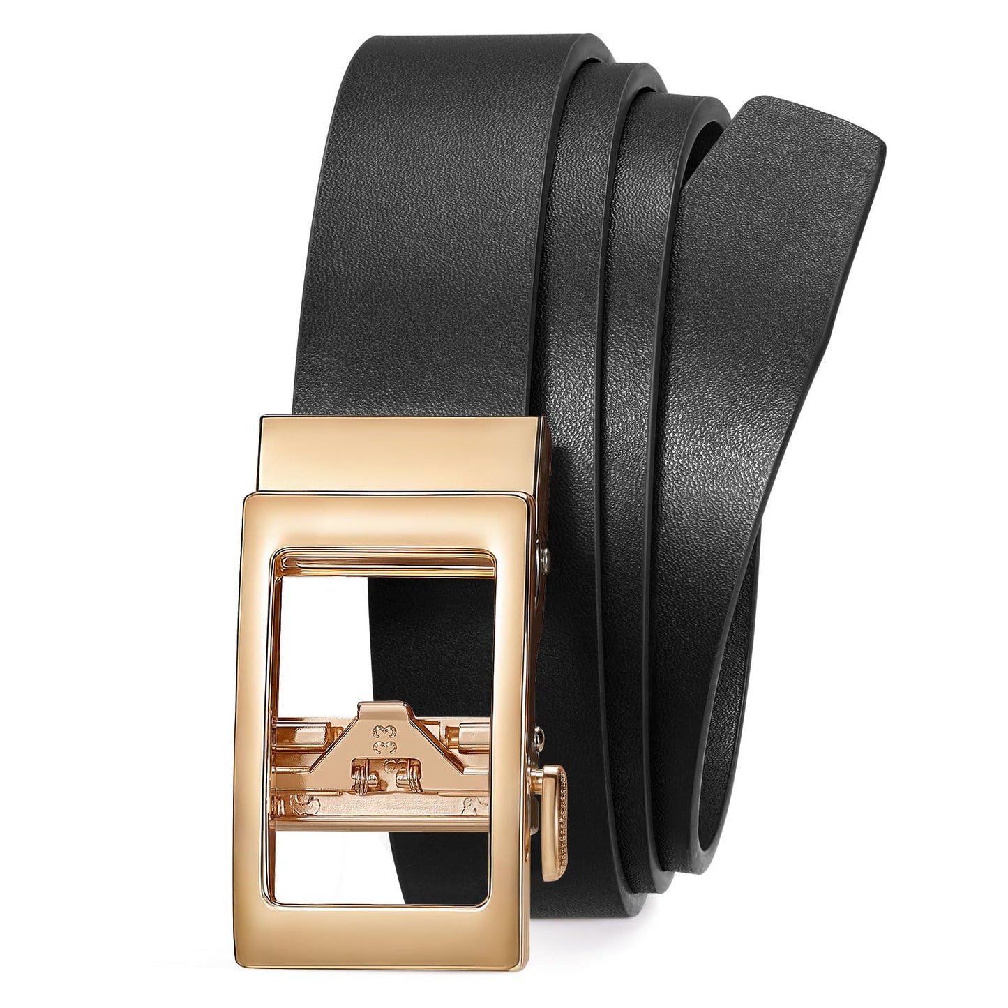JASGOOD Women Ratchet Leather Belt for Jeans Pants Dress with Gold Sliding Automatic Buckle Ladies Waist Belt,Width 1.2"