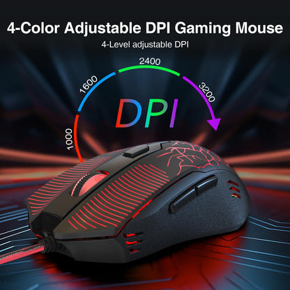 Redragon S107 Gaming Keyboard and Mouse, RGB Gaming Keyboard and 3200 DPI Mouse Combo with Large Mouse Pad, 25-Key Anti-Ghosting, Mechanical Feeling Keyboard, Plug & Play to PC, Laptop