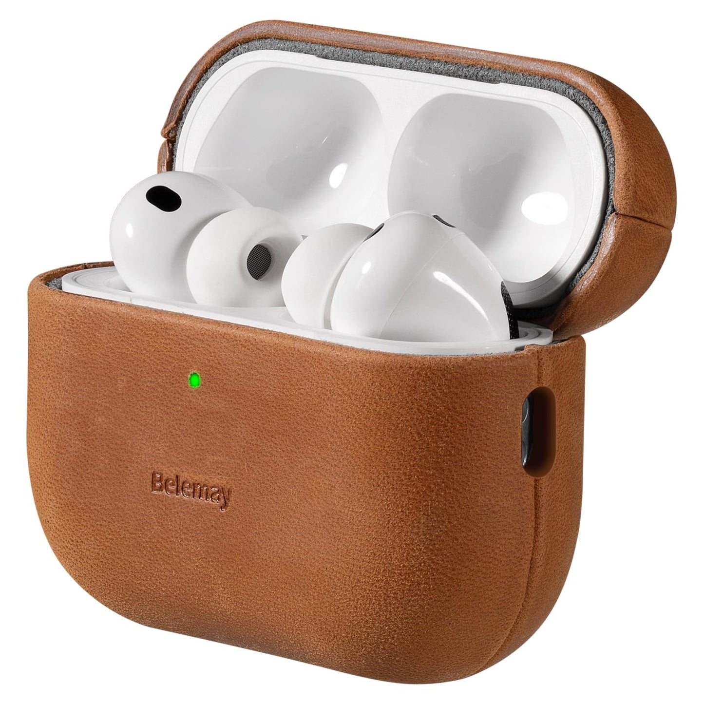 Belemay for AirPods Pro (2nd Generation) Case – Premium Crazy Horse Leather - Rich Patina- Secure Grip - Compatible with MagSafe and Wireless Charging - Compatible with Airpods Pro 2 Case - Tan