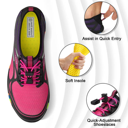 Water Shoes for Women Barefoot Shoes Women Swim Beach River Pool Aqua Socks Quick Dry for Hiking Surfing Kayaking Cruise Ship Essentials Size Women 8.5 / Men 7.5 (4-Purple)