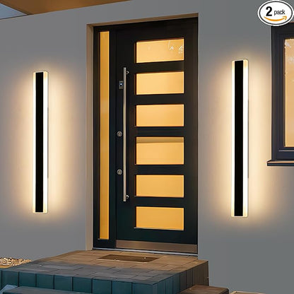 2 Pack Long Outdoor Wall Light, 47.2inch Modern Wall Sconce, 3000K Warm White, IP65 Waterproof, White Acrylic, 42W Minimalist Exterior Light Fixture for Garage, Patio, Porch, Garden