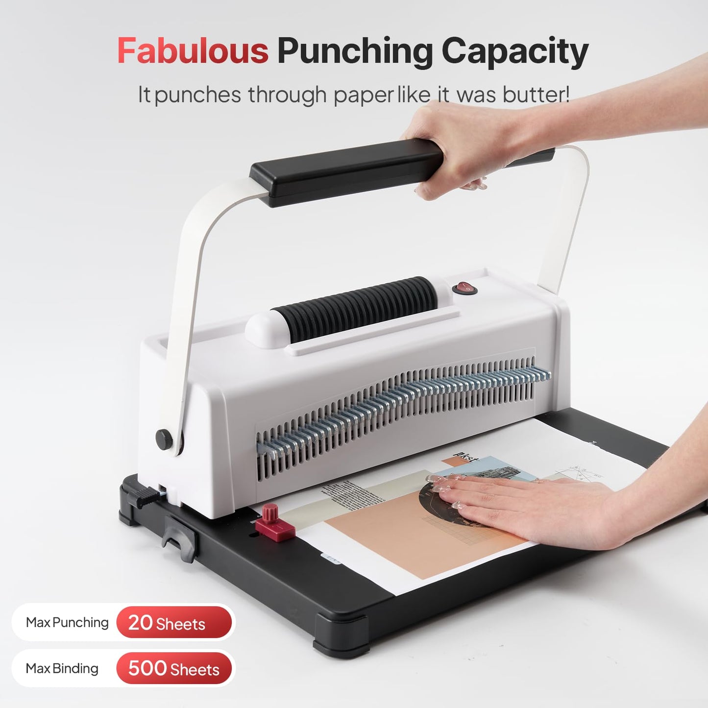 Spiral Coil Binding Machine: Homeschool Manual 46 Hole Puncher Spiral Binder with Electric Coil Inserter, Professional & Customizable Binding for Book Press, Paper, Binder Book, Notebook, White