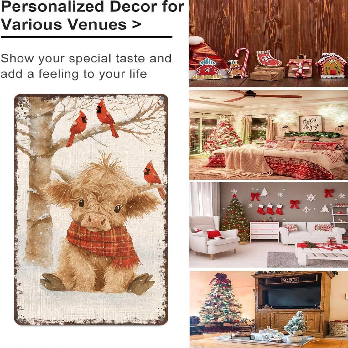 Vintage Christmas Metal Sign 8X12inch-Enhances Holiday Spirit in Home Bar Cafe Restaurant