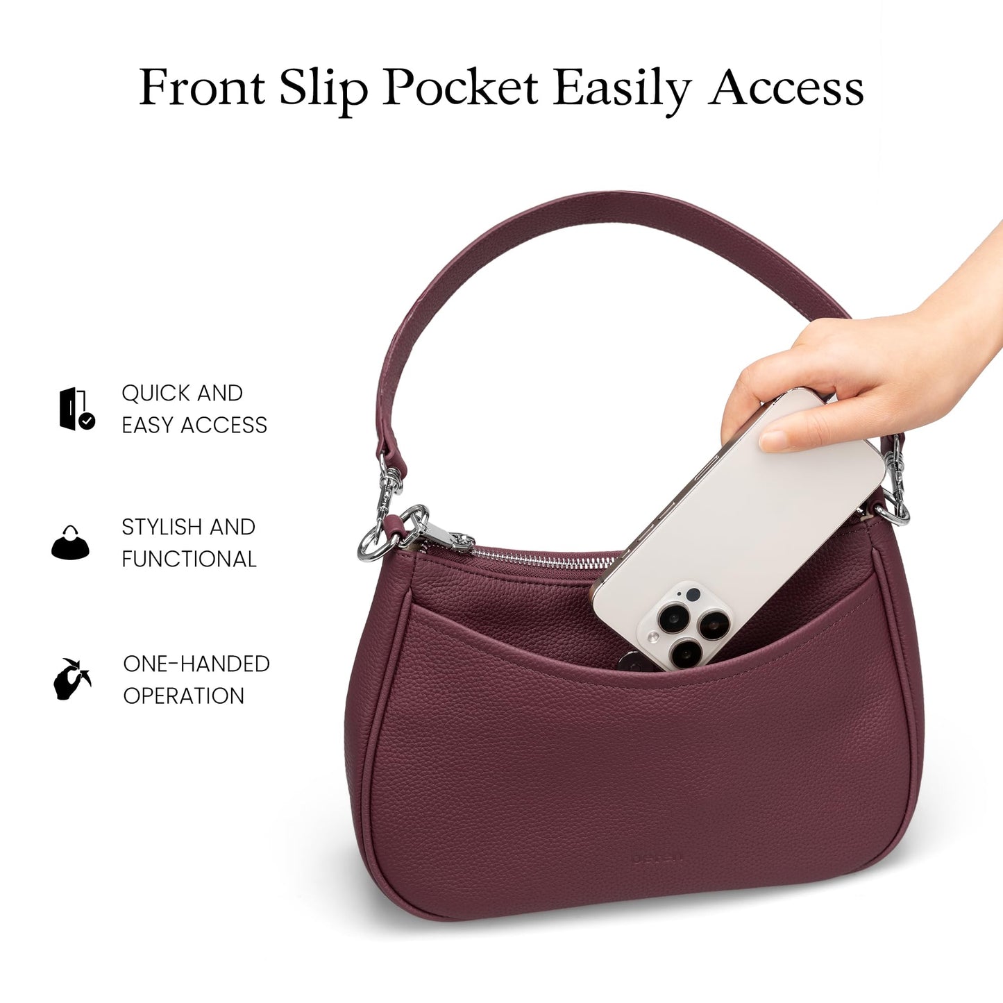 befen Genuine Leather Handbags for Women Travel Purses Anti Theft Crossbody Bag Burgundy Purses with RFID Blocking Soft Real Leather Hobo Bag Designer Trendy Womens Handbag Shoulder with 2 Straps