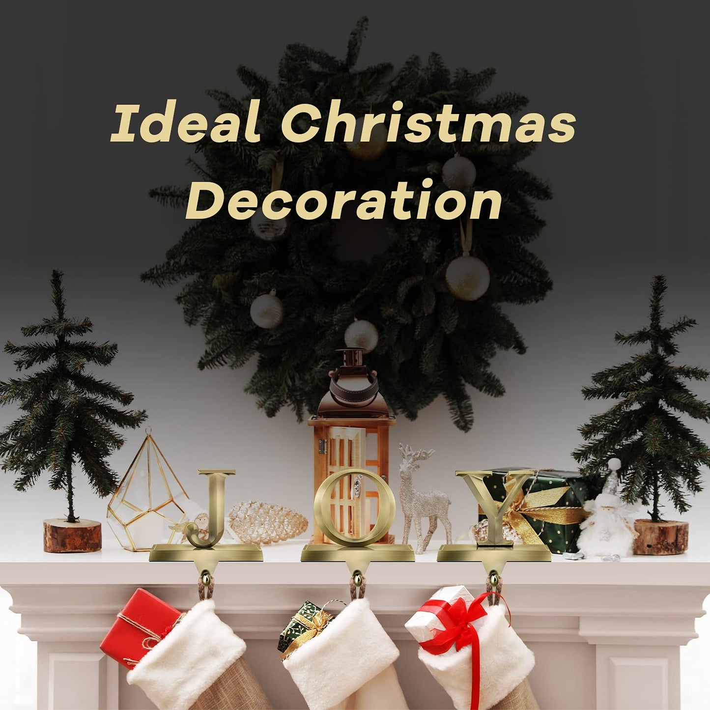 MCEAST Pack of 3 Christmas Stocking Holders Metal Mantel Stocking Clips Fireplace Stocking Hangers for Christams Decoration, Bronze