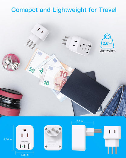 South Africa Travel Plug Adapter, HANYCONY Type M Power Adapter with 2 AC Outlets 3 USB Ports(2 USB C) for US to South Africa Botswana Namibia India Nepal Bhutan Sri Lanka