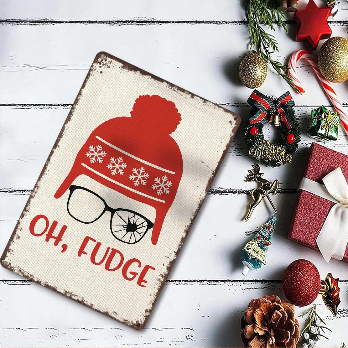 Vintage Christmas Tin Sign 8X12inch-Adds Nostalgic Festive Atmosphere to Any Room Office Bar