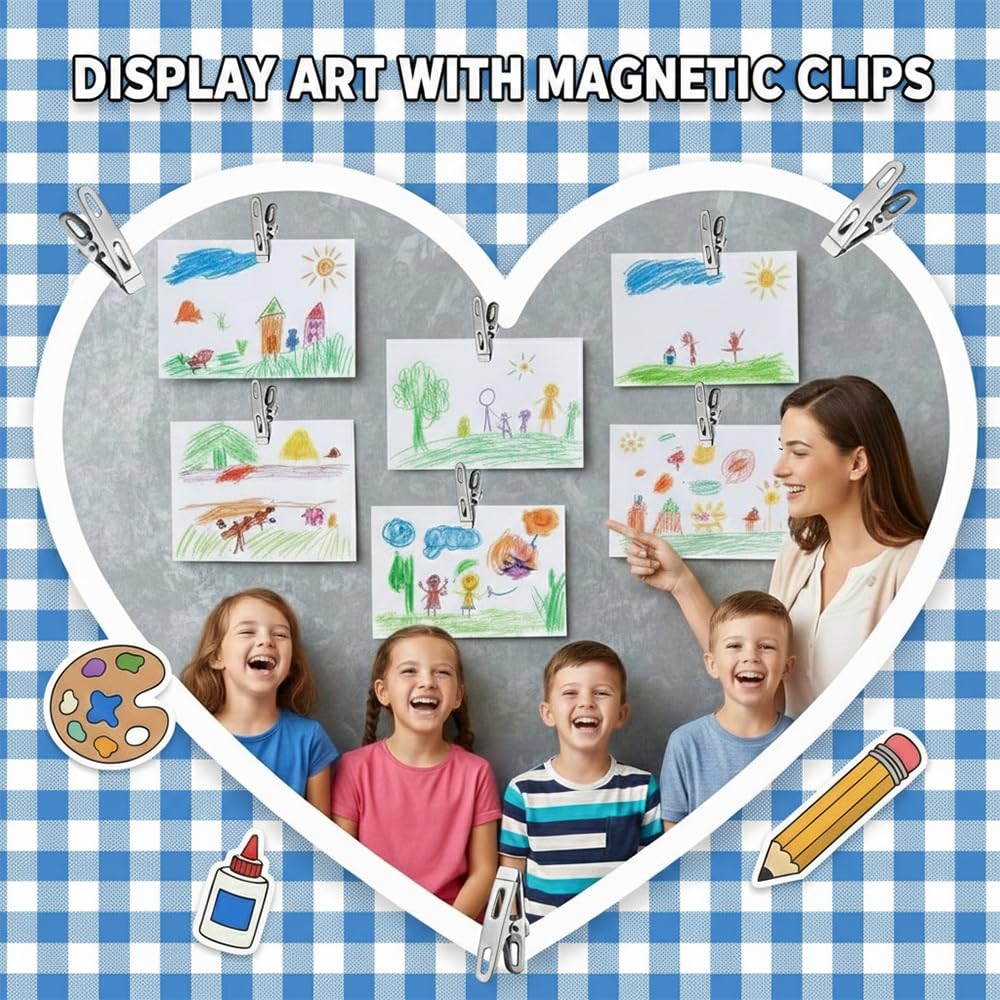 Magnetic Chip Bag Clips for Fridge, 12 Pack Heavy Duty Fridge Magnet with Strong Neodymium, Food Storage & Office Photo Calendar Holders