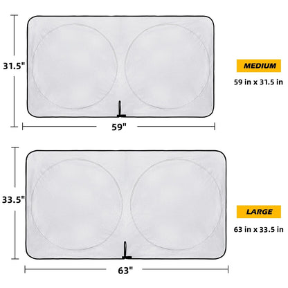 Windshield Sun Shade - Car Sun Shade Windshield, Foldable UV Ray Reflector car Shade Front Windshield, Sun Visor for Car Keeps Your Vehicle Cool, for Most Sedans SUV and Trucks - Large 63 x 33.5 in
