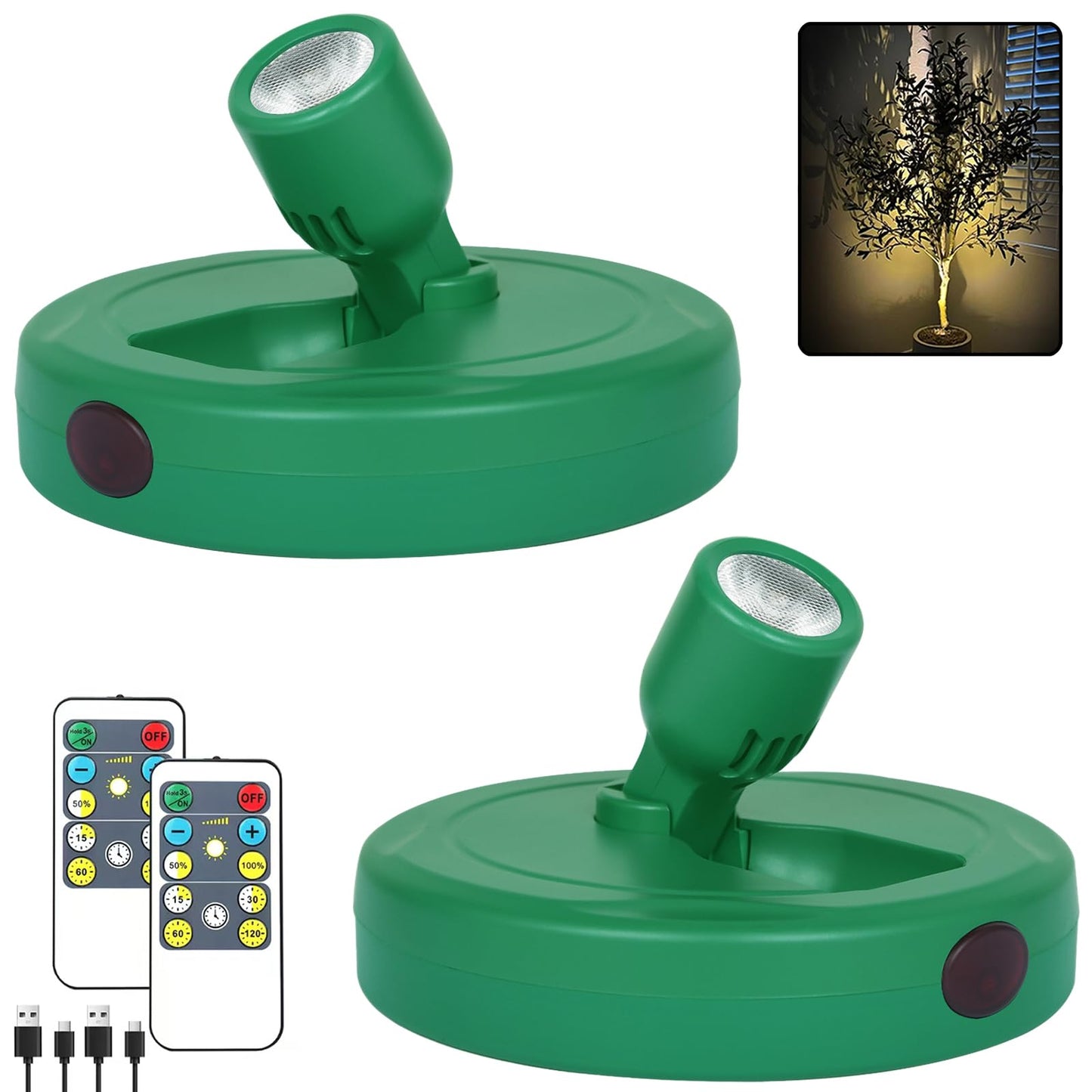 HAMVIDNE LED Spotlight, Rechargeable Battery Picture Lights, Uplighting Indoor, Spot Light with Remote, Plant Tree & Wall Art Display Dartboard Closet Spotlight-Green