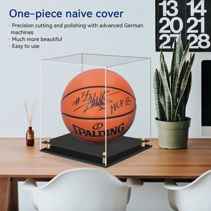 Basketball Display Case, Clear Acrylic Signed Basketball Case Stand Basketball Box Holder for Autographed Basketball Soccer for Boys Men Room Décor Ideal Gift Athlete (No Assembly Required)