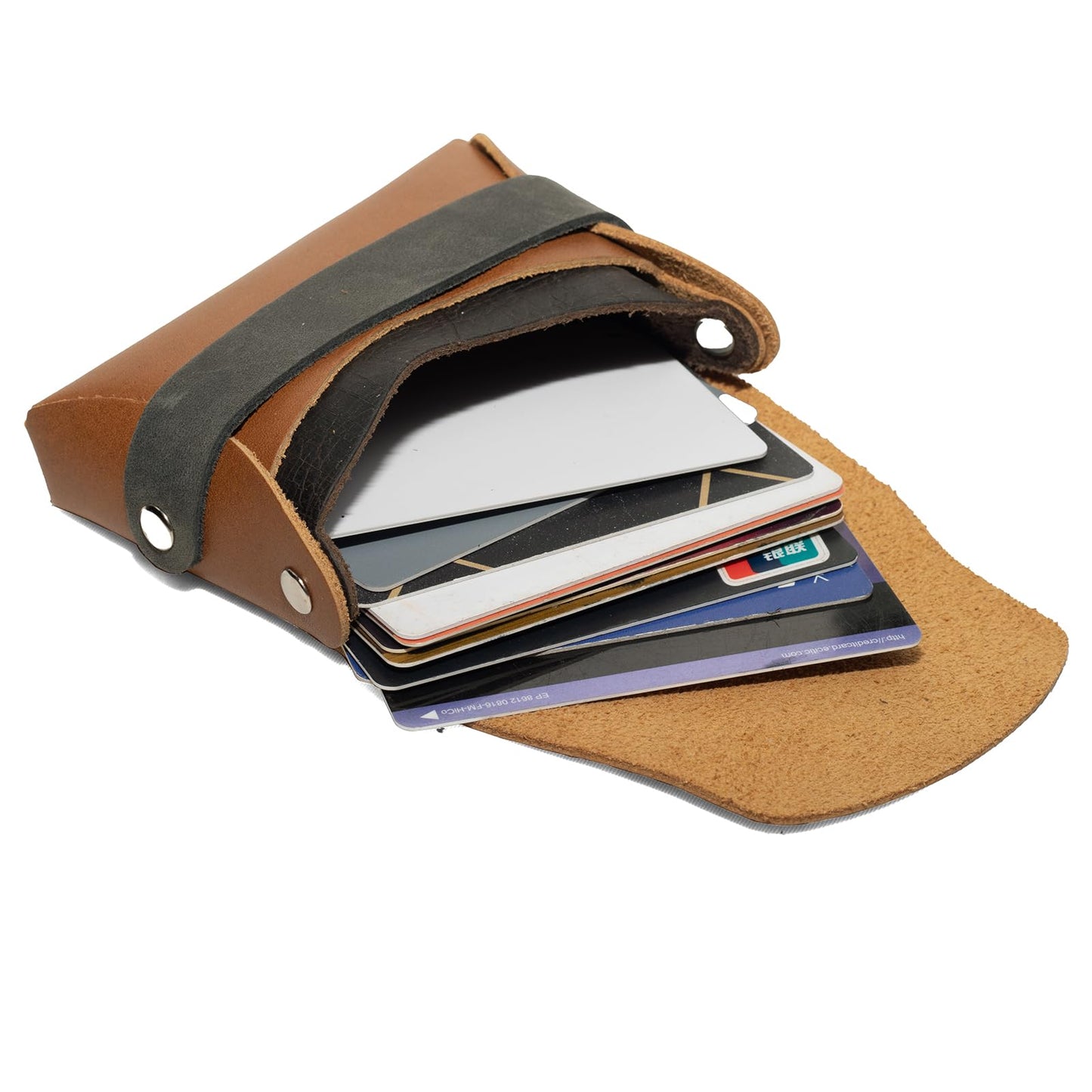 JingRongDa Leather Card Case Wallet, Slim Money Holder with Credit Card Slots Large Capacity Wallet for 30 Cards/Poker/Cash (light brown)