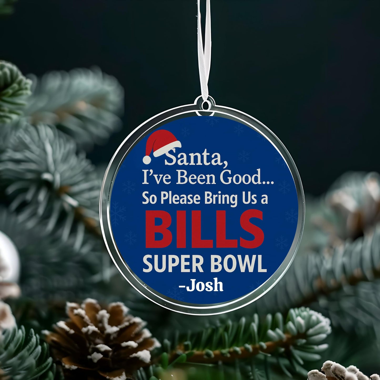 Santa I’ve Been Good Bills Ornament – Funny Football Christmas Ornament – Personalized Buffalo Fan Gift – Custom Name Xmas Tree Decoration – Sports Humor Holiday Decor (Ceramic, 1)