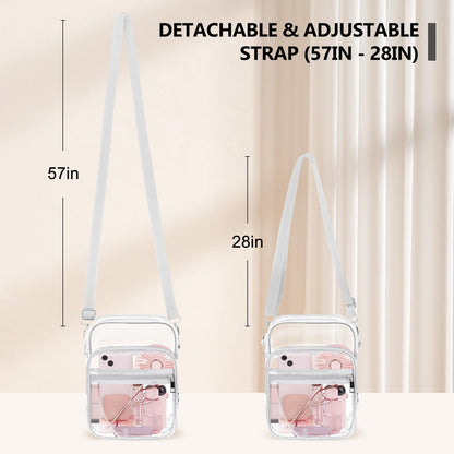 Blvornl Clear Crossbody Bag with Adjustable Shoulder Strap, Stadium Approved PVC Purse Bag, Messenger Bag