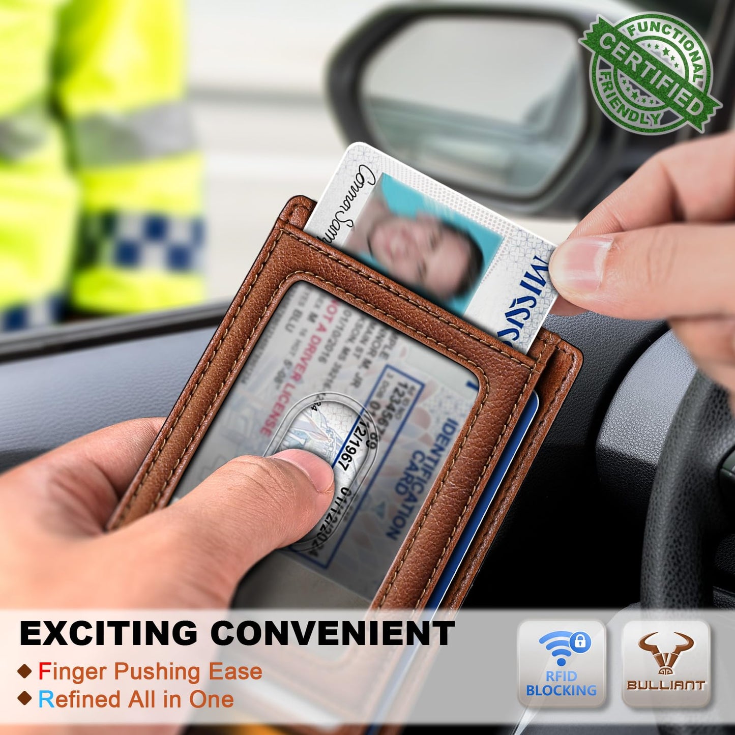 BULLIANT Men Wallet,Slim Leather Wallet Money Clip Card Hodler For Men Gift 8 Cards RFID Blocking