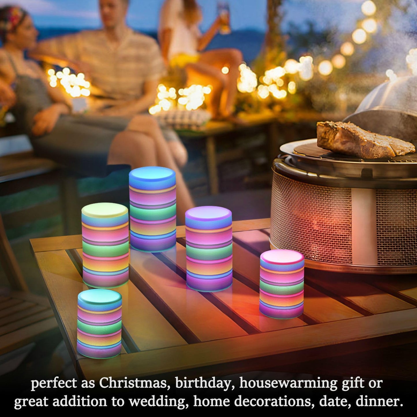 Eionryn Cinco De Mayo Ethnic Strips Flameless Candles Mexican Rainbow Battery Operated LED Candles with Remote Timer Electric Candles for Home Party Decor 2pcs