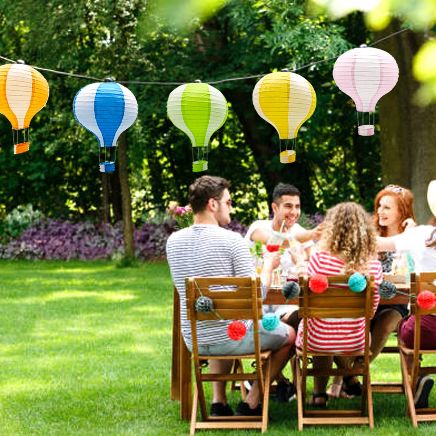 Hanging Hot Air Balloon Paper Lanterns Reusable Chinese Japanese Party Decorations Wedding Birthday Anniversary Christmas Engagement, Set of 10