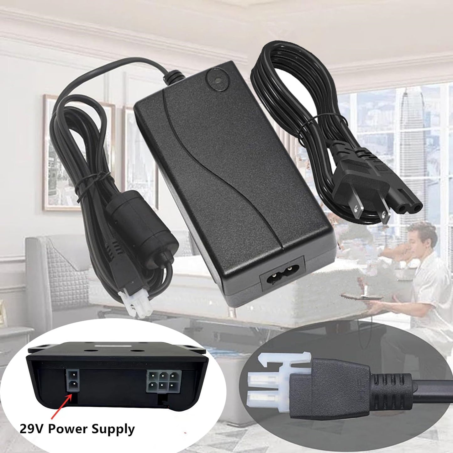 solsinsy 29V AC/DC Adapter for VIVO DESK-KIT-1B6B DESK-KIT-1B7B-36 Electric 60x24 inch/71x36 inch Standing Desk Workstation Home Office Desk Switching Power Supply Cord Charger Cable PSU