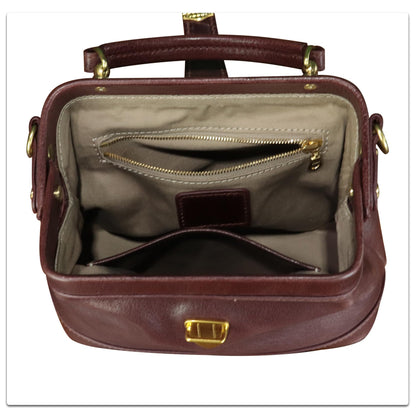 Genuine Leather Small Purses and Handbags for Women Designer Vintage Doctor Style Crossbody Bag Shoulder Satchel Phone Bag (Coffee)