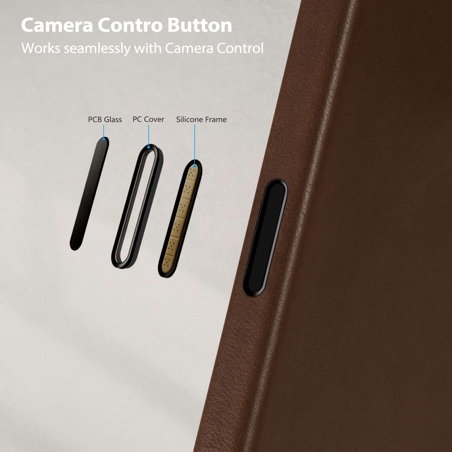 Belemay Handcrafted Full-Grain Vegetable-Tanned Leather Case for iPhone 17 Pro, Compatible with MagSafe, Two-Tone Effect, Natural Patina, Camera Control Button, Metal Buttons (6.3") Bourbon Brown