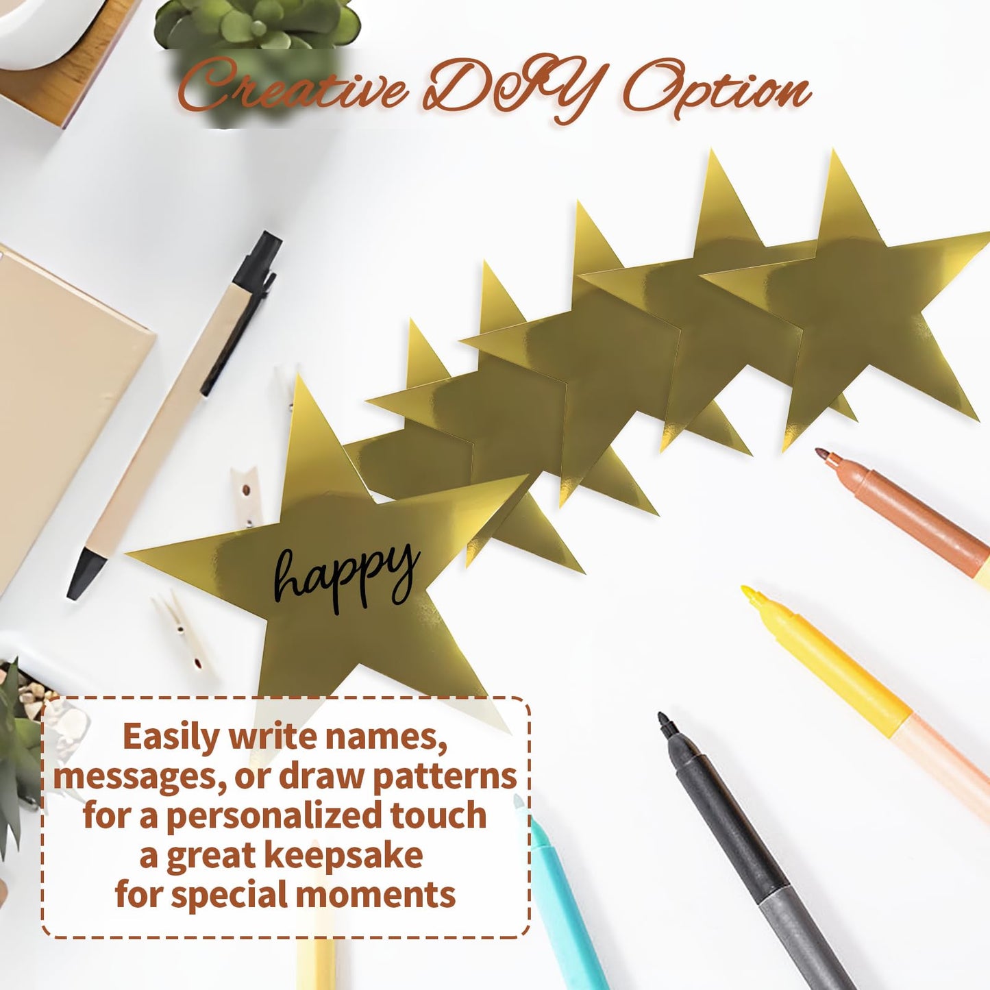Gold Star Cutouts,100PCS Star Cutouts, 6" Double Printed Paper Stars,Cardboard for DIY Party Decorations, Wall Décor, Birthdays, Weddings,Graduation Party Decoration