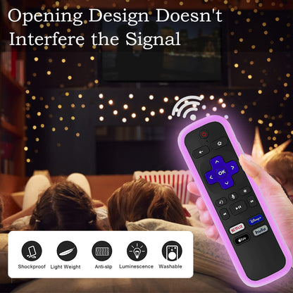 Silicone Protective Controller Cover fits for Roku TV Voice Remote | Element Roku | Westinghouse Roku TV Controller Cover,Glow in The Dark