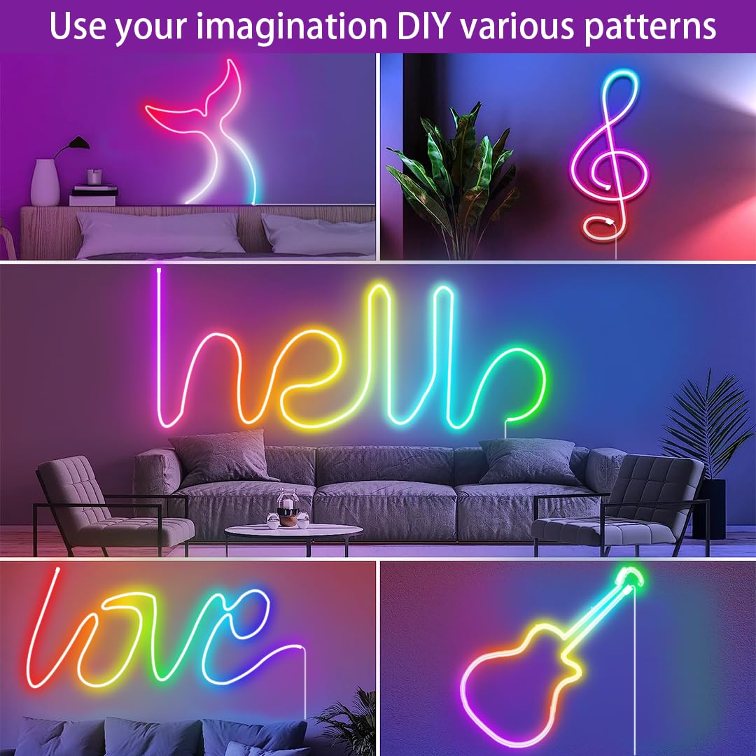 azhongxus 9.8FT USB LED Neon Rope Light,Smart RGB IC Led Strip Lights for Bedroom,Music Sync LED Neon Light Strip,APP and 24Keys Wireless Remote,DIY Ideas,Gaming Room,Home Decorations,Christmas Gift