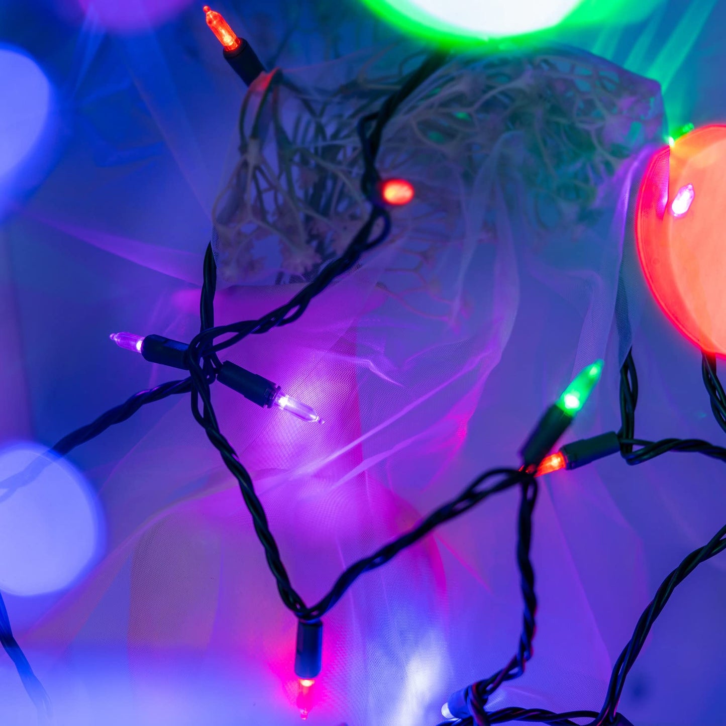 YULETIME 200 Multicolor LED Christmas Lights, 66 ft Green Wire String Light