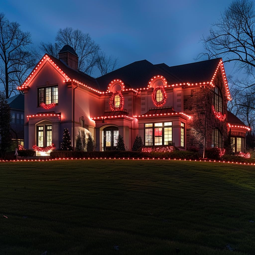 TW SHINE C6 String Lights, 200 LED 66 FT with 8 Modes Timer, Waterproof Connectable for Outdoor Yard Xmas Tree House Decorations (Red)