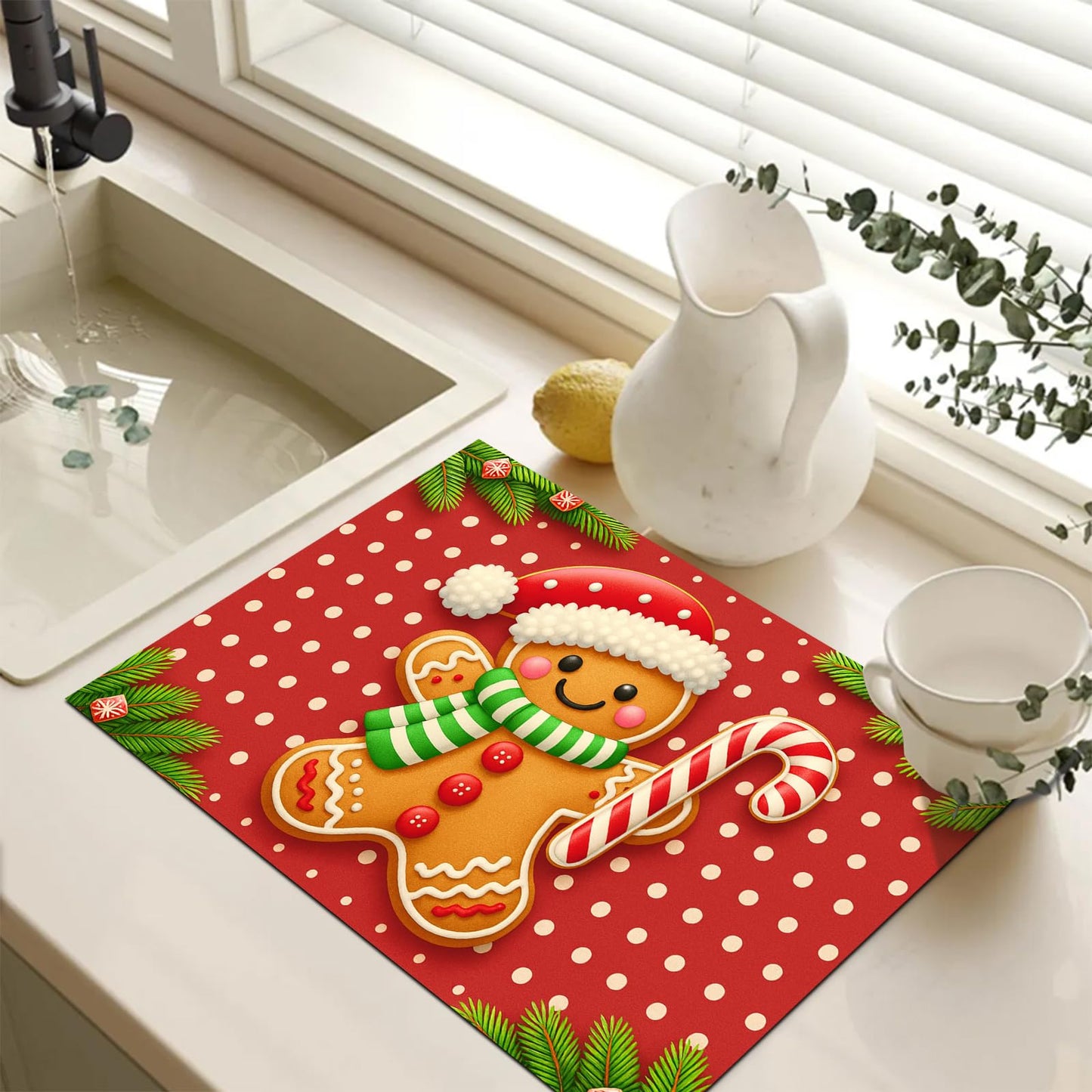 HOMETITUTE Stove Top Covers for Electric Glass Stove 28x20 Inch Gingerbread Man Christmas Cooktop Protector Heat Resistant Counter Cover Dish Drying Mat for Kitchen RV Camper