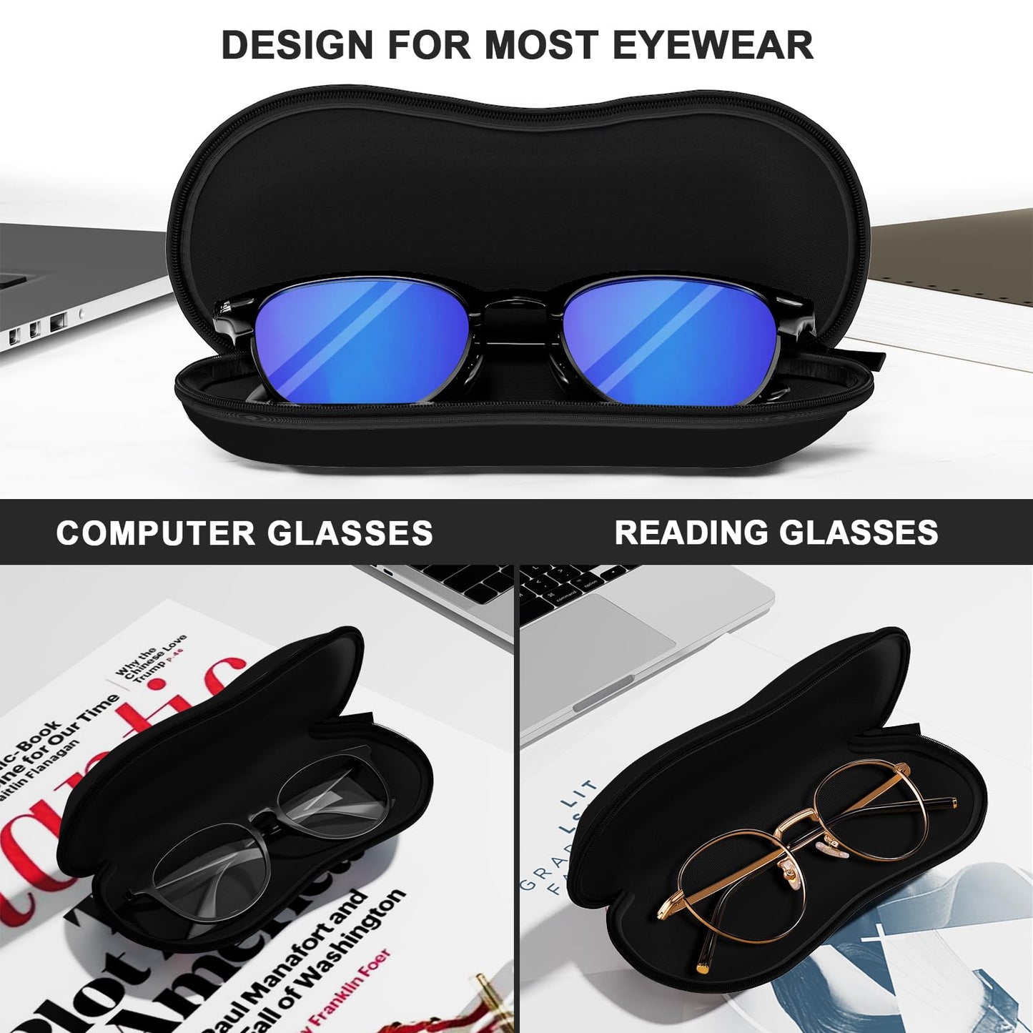 NPOOYI Initial Sunglasses Soft Case, Ultra Light Portable Neoprene Zipper Glasses Case for Men Women, Letter H