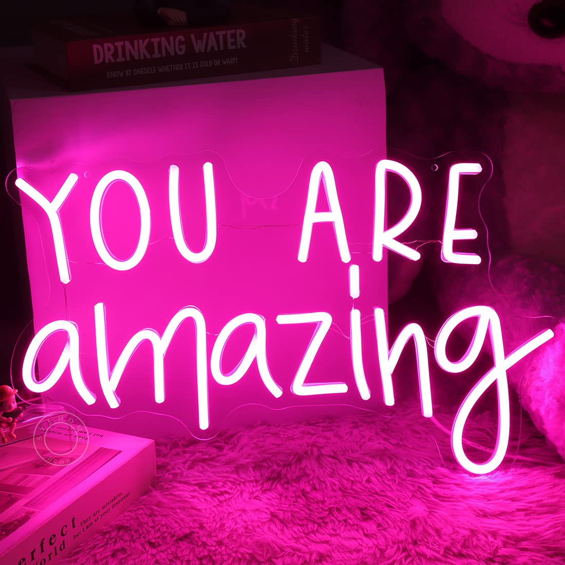 SYLHOME Pink You Are Amazing LED Neon Light Signs Wedding Birthday Girls Party Wall Decor Sign Classroom Home Bedroom Living Room Bar Pub Club Nursery Hanging USB 16.9"X10.6"