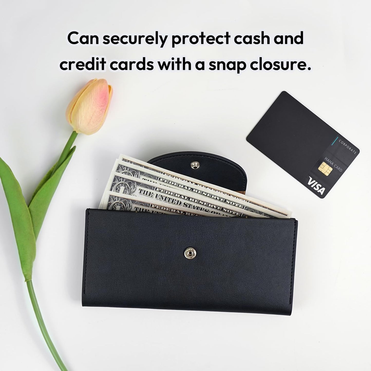 carrotez All-in-One Long Bifold 2-Tier PU Leather Wallet for Women, Money Organizer for Travel, Budgeting, Cash Envelope Wallet for Carrying Cash, Credit Cards & Business Cards - Indigo