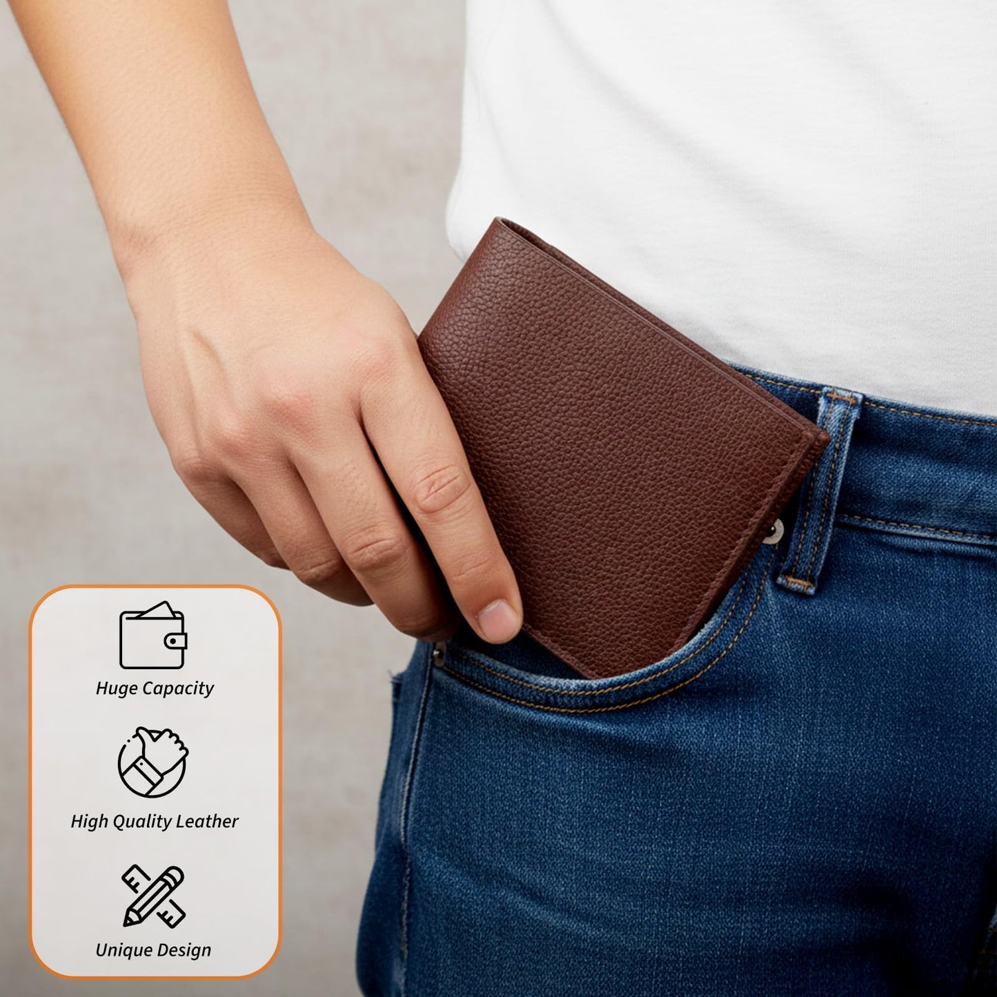MAQUITA 24 Pcs PU Leather Bifold Wallets for Men, Men’s Wallet Bulk for DIY Engraving with Money Clip & Card Holder (Khaki)