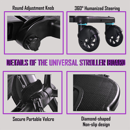 VLIEOVHN Universal Toddlers Stroller Board Kids Buggy Pushchair Jogger Travel Pram Buggy Board 2in1 Detachable Seat Or Stand Ride-on Connector Pram Accessories