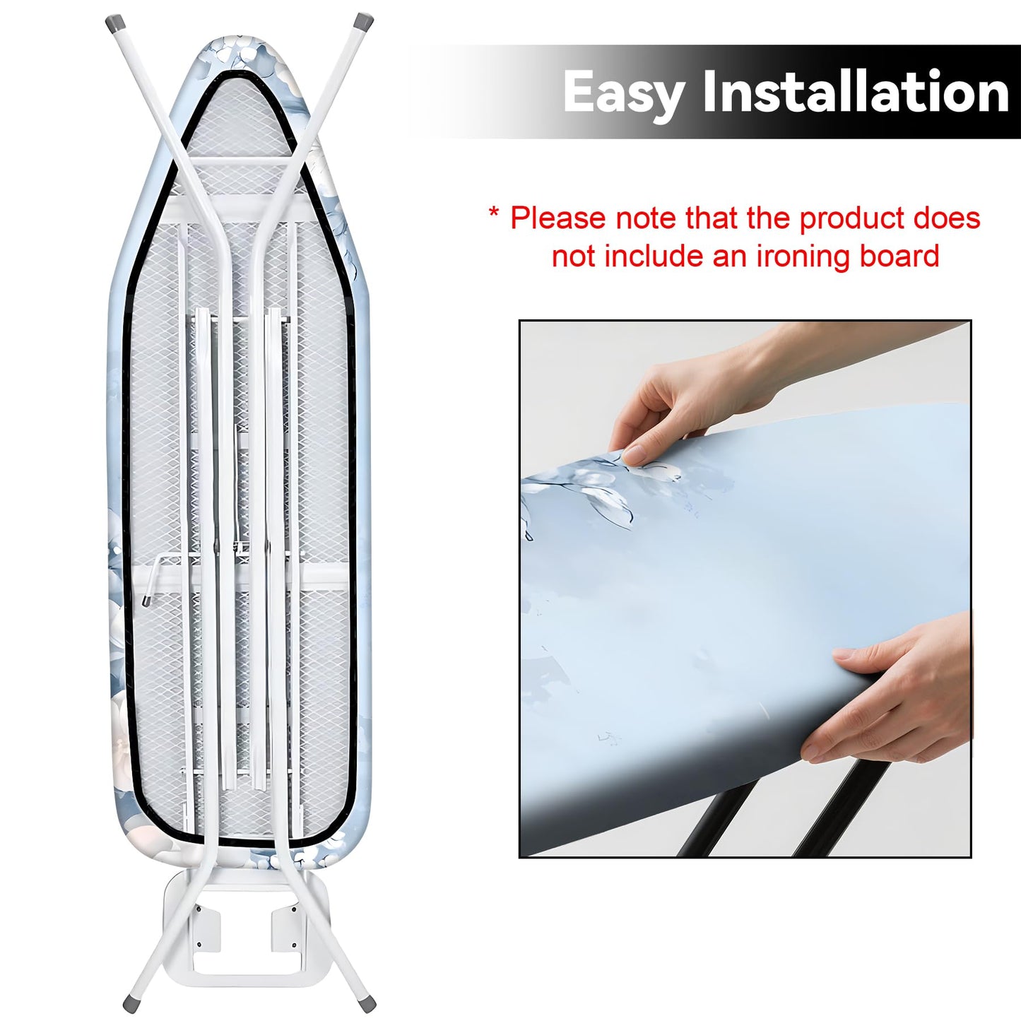 Ironing Board Cover for Crafting, Flat Decoration with Elastic Edge Standard Size, Perfect for Home Laundry Room, Ideal Gift for Craft Enthusiasts (Light Blue, 15" x 54")