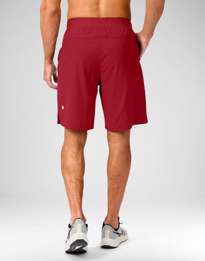 Soothfeel Men's Running Shorts with Zipper Pockets 9 Inch Lightweight Quick Dry Gym Sports Athletic Workout Basketball Shorts for Men (Bone, XL) Red