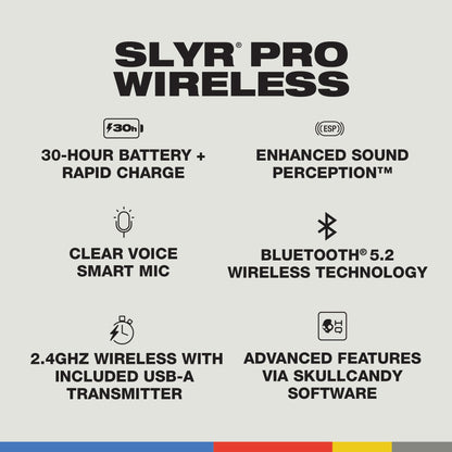 Skullcandy SLYR Pro Wireless Multi-Platform Gaming Headset, Bluetooth Headphones, 24 Hrs Battery, PC, Xbox, PlayStation, Nintendo Switch, 2.4GHz Low Latency Wireless Transmitter Included - Black/Green