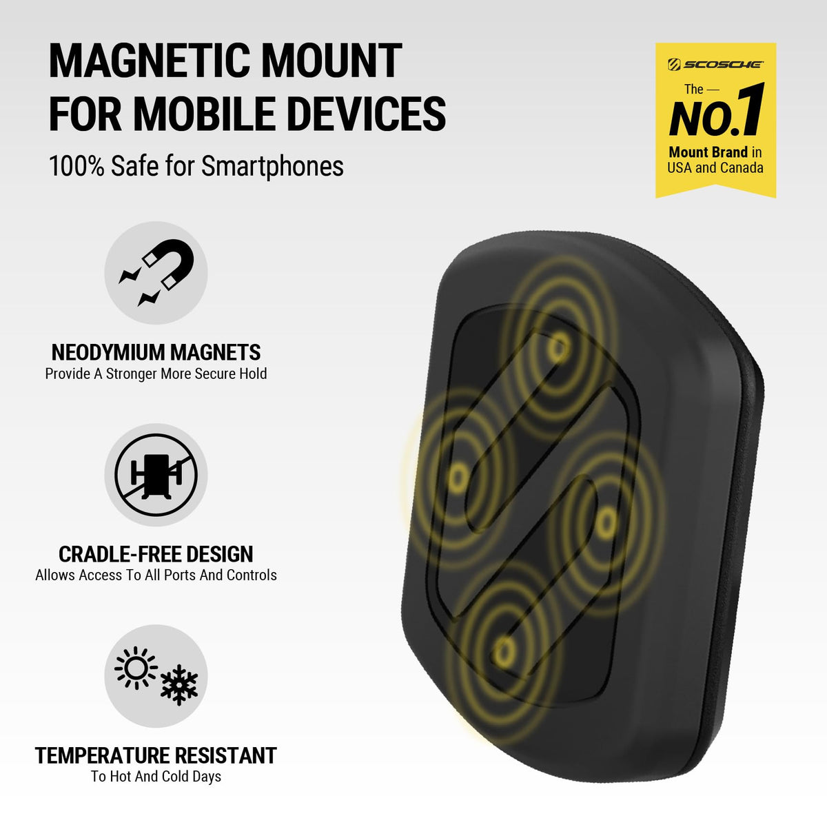 Scosche MAGWDM MagicMount Magnetic Car Phone Holder - Strong Magnet Mount for iPhone and Android - Secure Magnetic Cell Phone Mount for Window/Dash - Universal 360° Adjustable Mobile Cellphone Holder