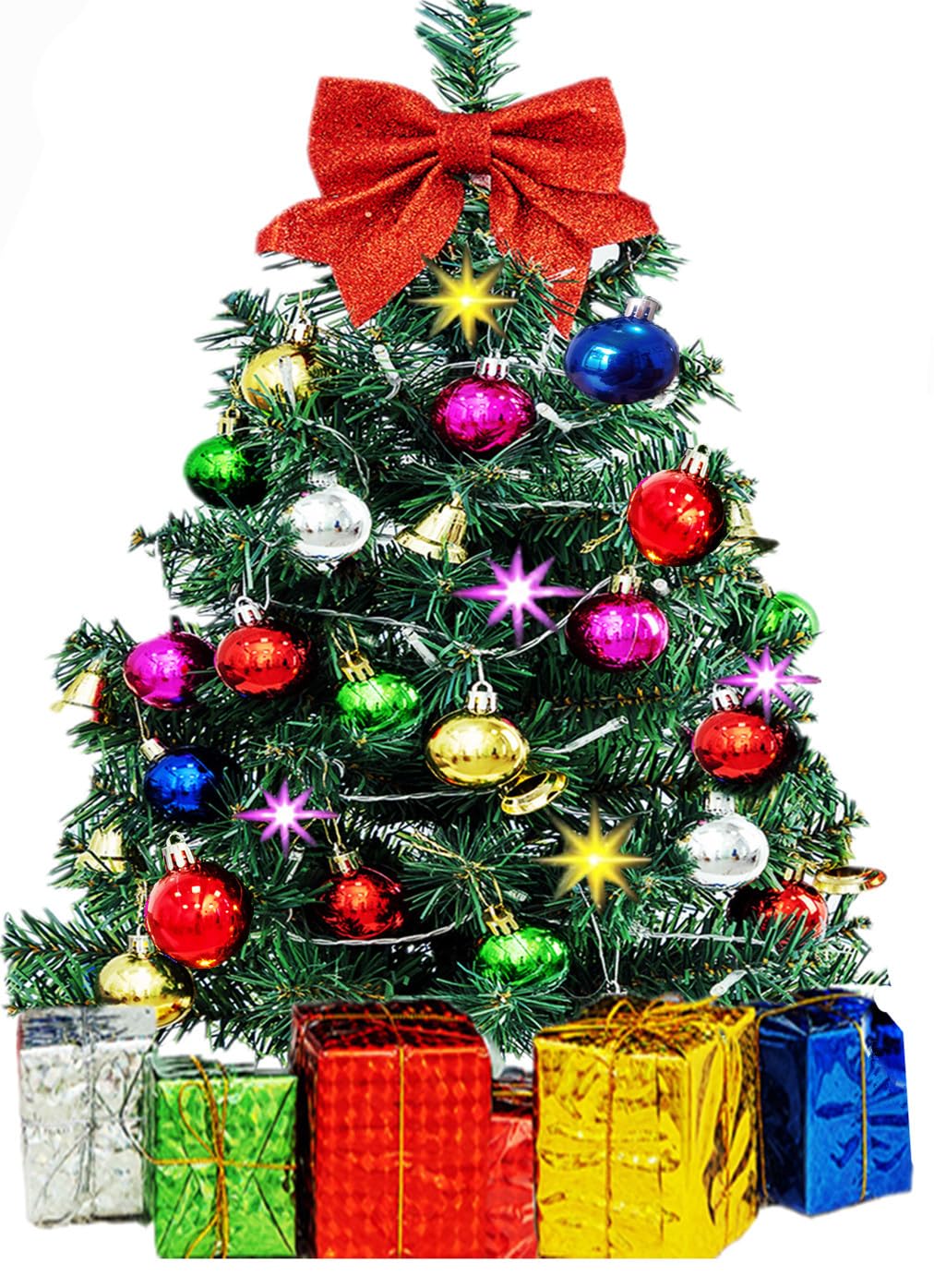 Mini Christmas Tree Small Christmas Tree with LED Lights Ornaments Tabletop Artificial Christmas Decorations Indoor Christmas Decor 24"/60cm 2025 New