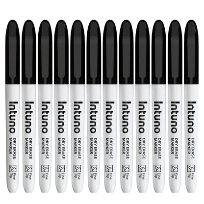 INTUNO Dry Erase Markers, 108 Count Black, Fine tip, Low-Odor, Perfect for Office, Teaching, Meeting, Presentation, Classroom, Home