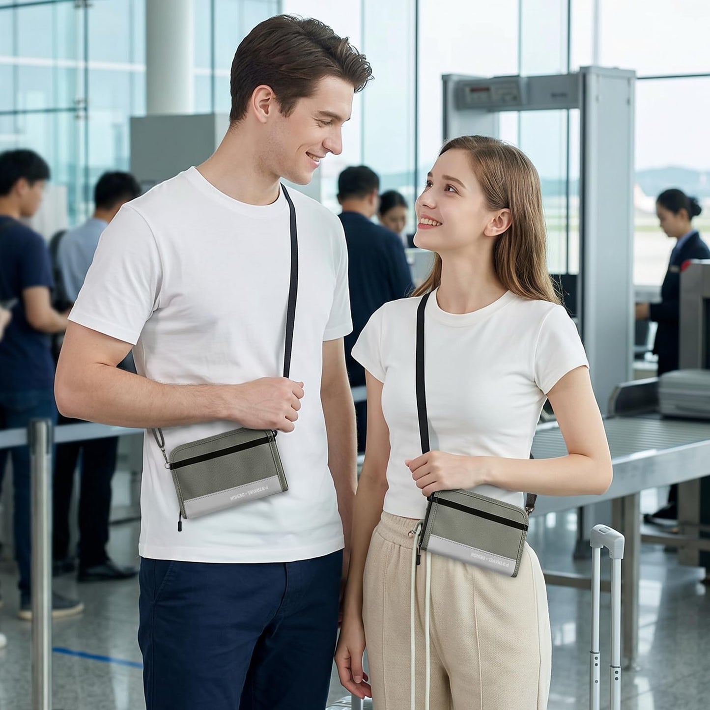 P.travel Passport Holder for Travel - RFID Blocking Nylon Passport Wallet with Adjustable Shoulder Strap，LightWeight Document Organizer Pouch for Men & Women, Travel Must Haves