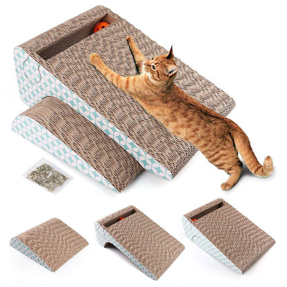 PrimePets Cat Scratcher Cardboard with Catnip, Removable Cat Scratching Pad with Ball, 2-in-1 Corrugated Cat Scratch Lounge Sofa Refill
