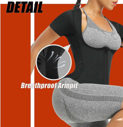 Sauna Suit Shirt for Women - Weight Loss Waist Trainer Sweat Vest | Fitness Fajas