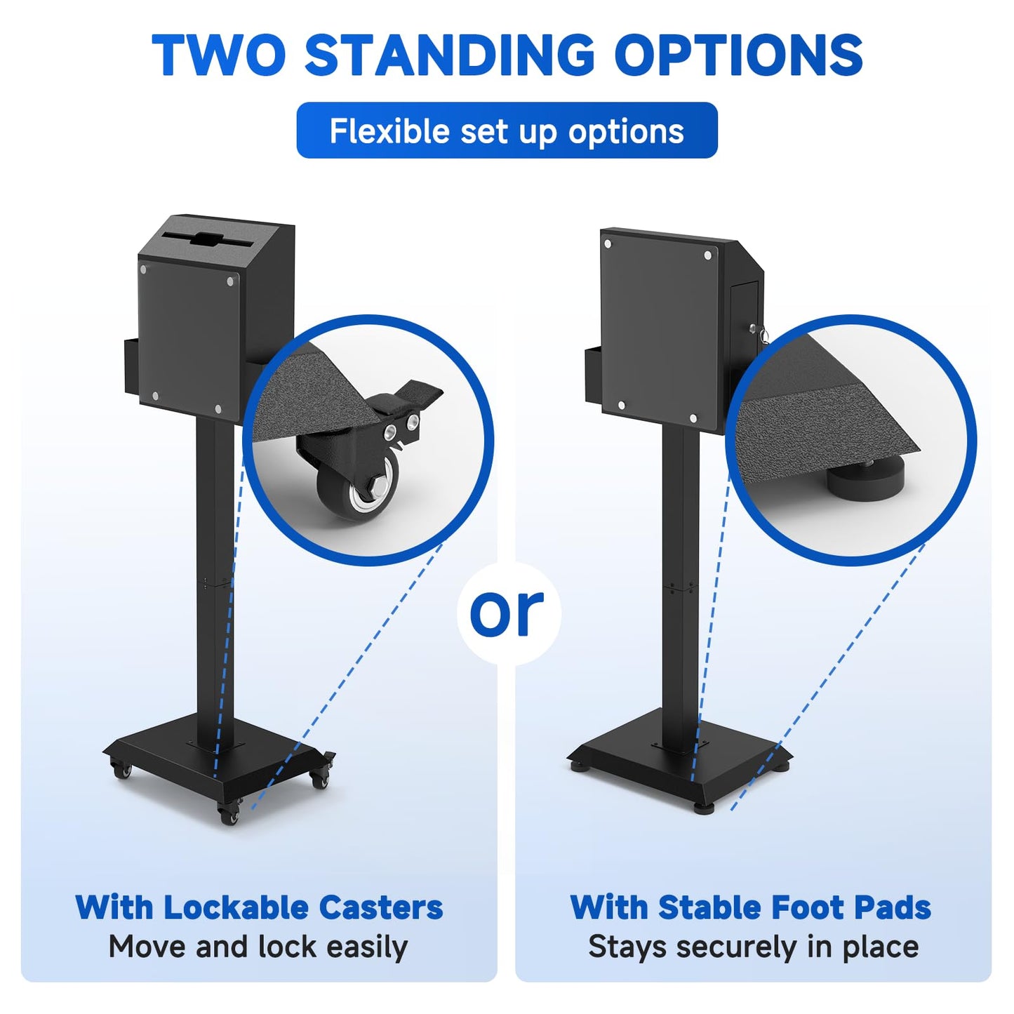 Freestanding Ballot Box Collection with Silent Caster Wheels: Secure and Versatile for Office, Charity, and Events – Includes Lock and Large Slot, Functions as Donation, Suggestion, and Offering Box.