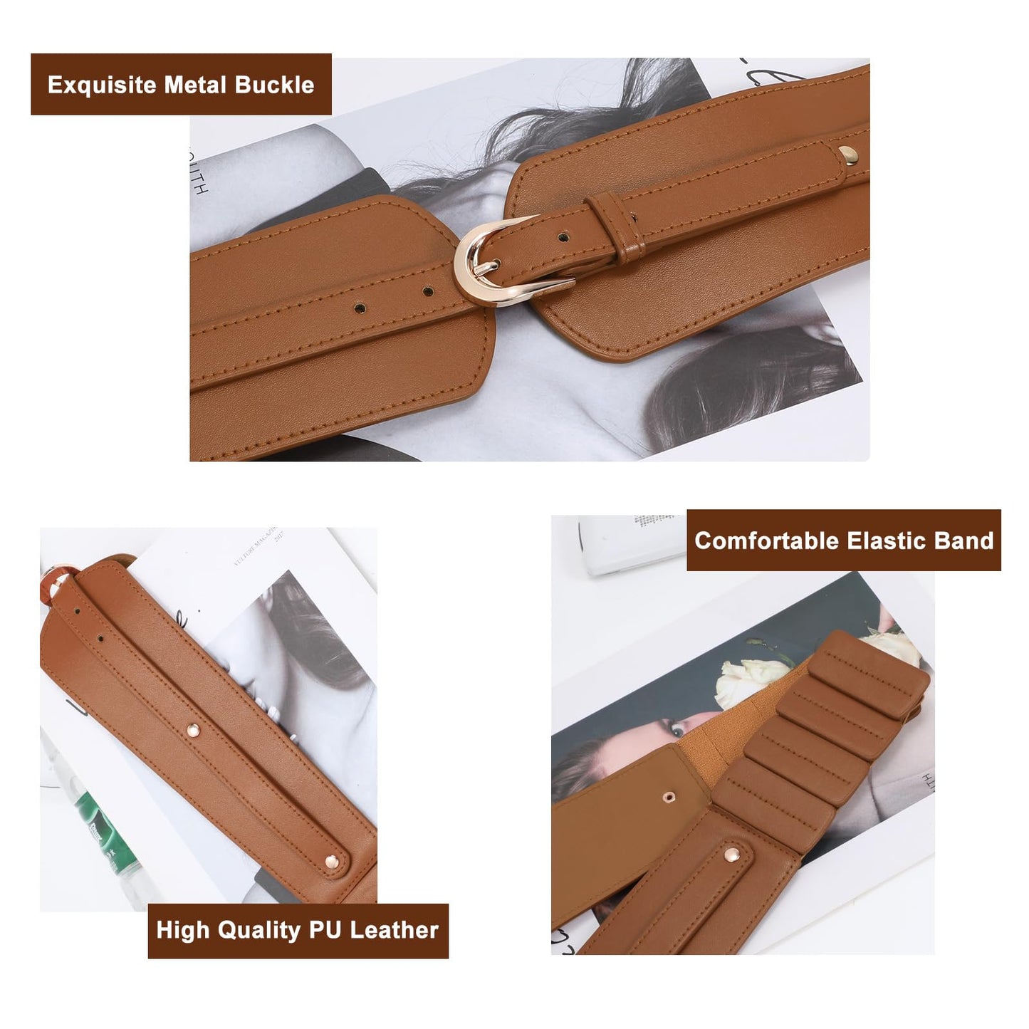 SUOSDEY Womens Wide Elastic Waist Belt for Dress Ladies Stretch Cinch Belt for Women