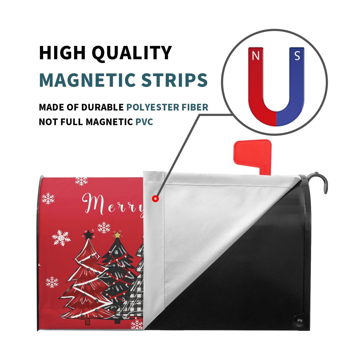 Christmas Tree Mailbox Covers Magnetic Standard Size 21 x 18 Inch Winter Holiday Xmas Snowflake Trees Mailbox Wraps Post Letter Box Cover for Garden Yard Home Decor
