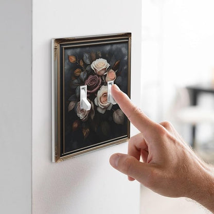 Decorative Art Light Switch Covers Elegant Rose Bouquet Art 2 Gang Double Toggle Wall Plate Decorative Switchcover Electrical Switchplate for Home Decor
