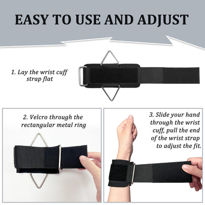 Anemeeoke 2Pack Wrist Cuffs for Cable Machine, Adjustable Neoprene Padding, One Size Fit All, Fitness Wrist Straps for Men Women, Black