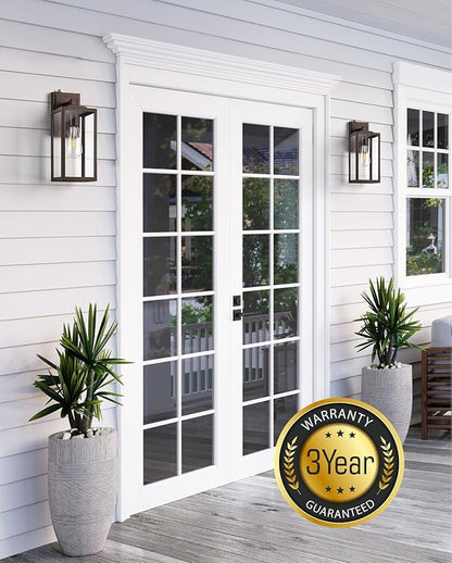 VIANIS 2 Pack Large Dusk to Dawn Exterior Garage Lighting Fixtures, Oil Rubbed Bronze Porch Lights Outdoor Wall Sconce Lantern, Modern Outside House Lights Wall Mount for Front Door, Coach
